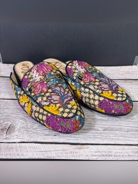 Sam Edelman Linnie Mule 8.5 Floral Embroidered Horsebit Loafer Eclectic Boho Y2K